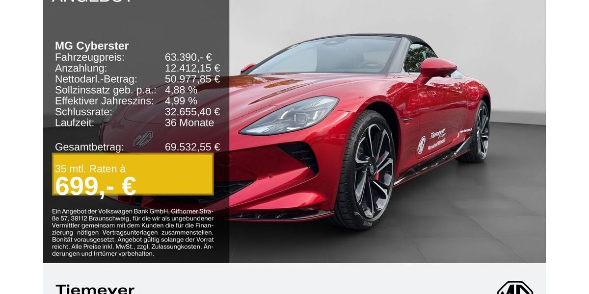 MG Cyberster 1.500 km 63.380 &euro; Hemer 58675