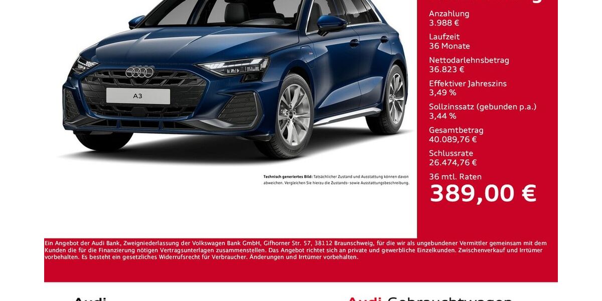 Audi A3 4.726 km 37.188 &euro; Dortmund 44143